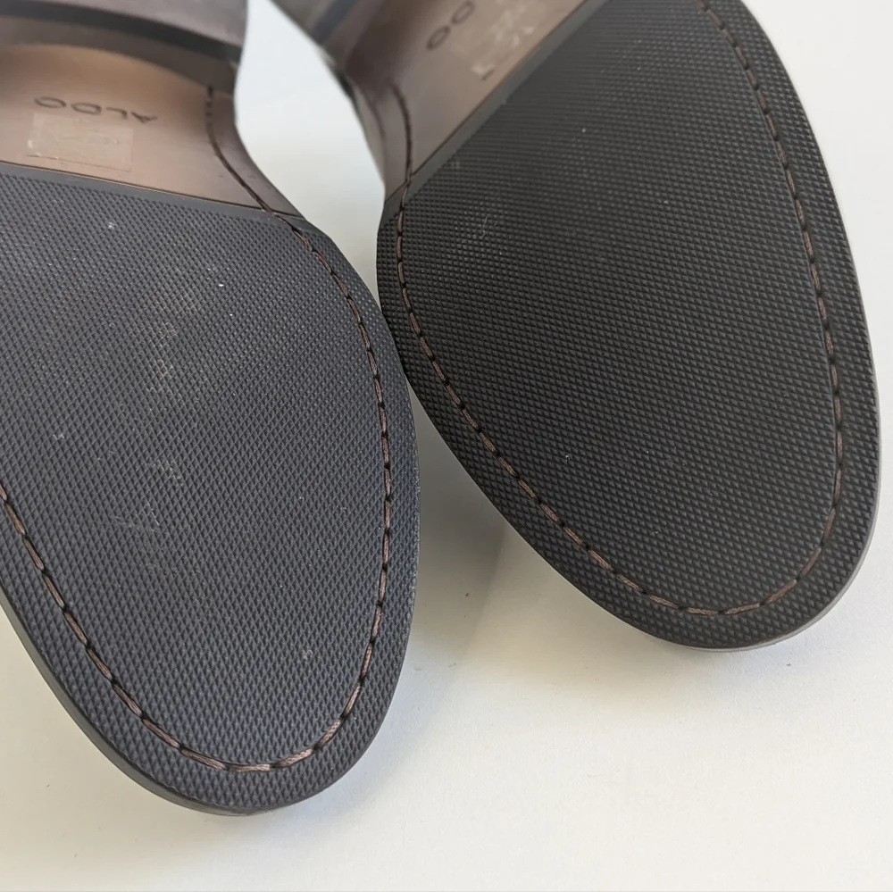 Aldo Cap Toe Oxford Lace Up Distressed Leather Two Tone Walnut Taupe Olive sz 11